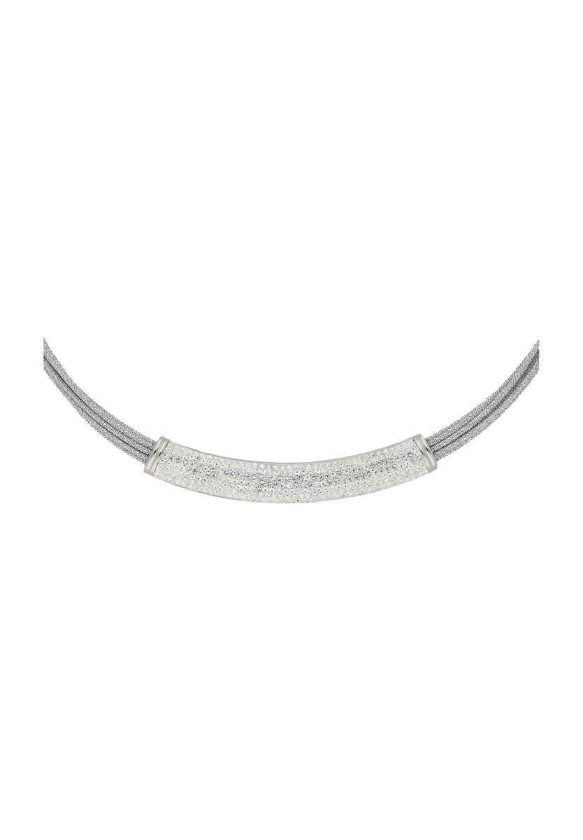Mehrreihiges Edelstahl-Collier mit Schmucksteg