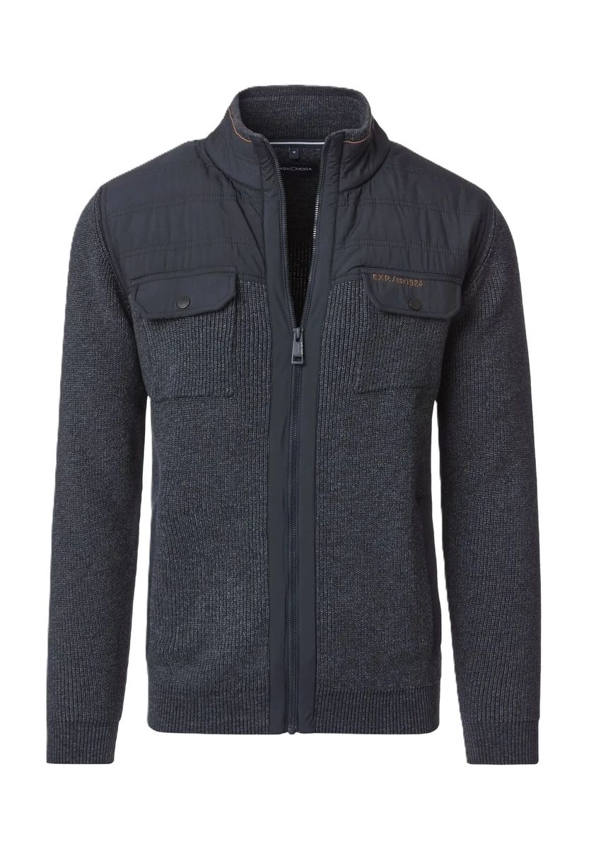 Hybrid-Strickjacke mit Steppbesatz