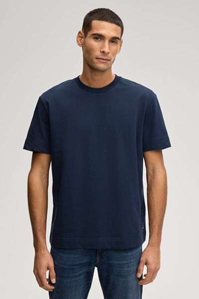 JOOP! Achilleas marineblaues Basic T-Shirt Rundhalsausschnitt