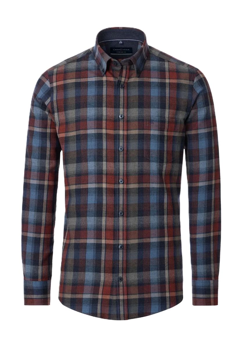Klassisches kariertes Flanellhemd mit Button-Down-Kragen