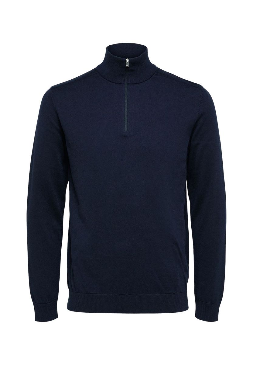 Klassischer Strickpullover mit halbem Reißverschluss