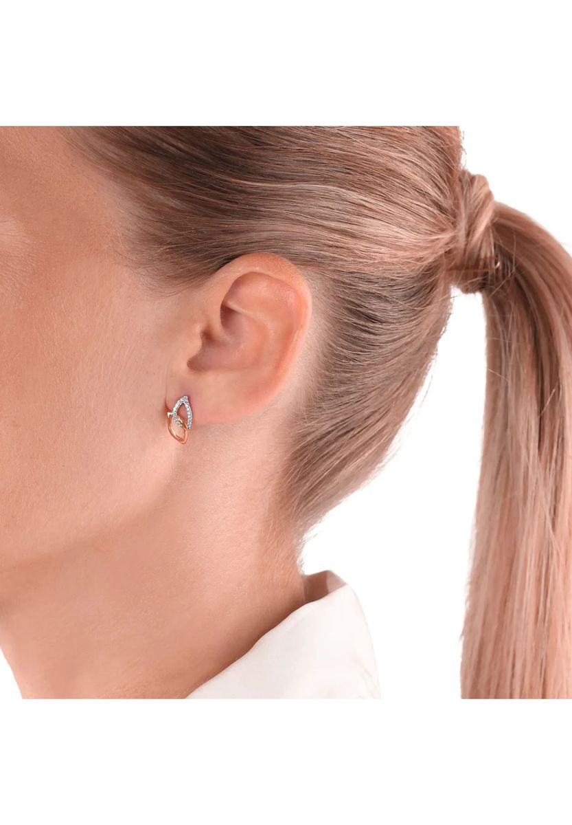 Bicolor Zirkonia Blatt-Ohrstecker