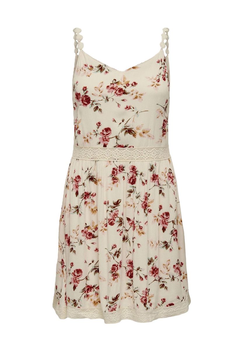 Geblümtes Mini-Sommerkleid mit Spitze