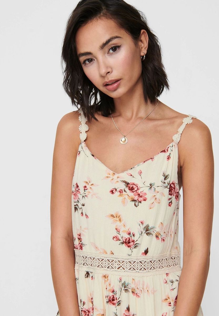 Geblümtes Mini-Sommerkleid mit Spitze