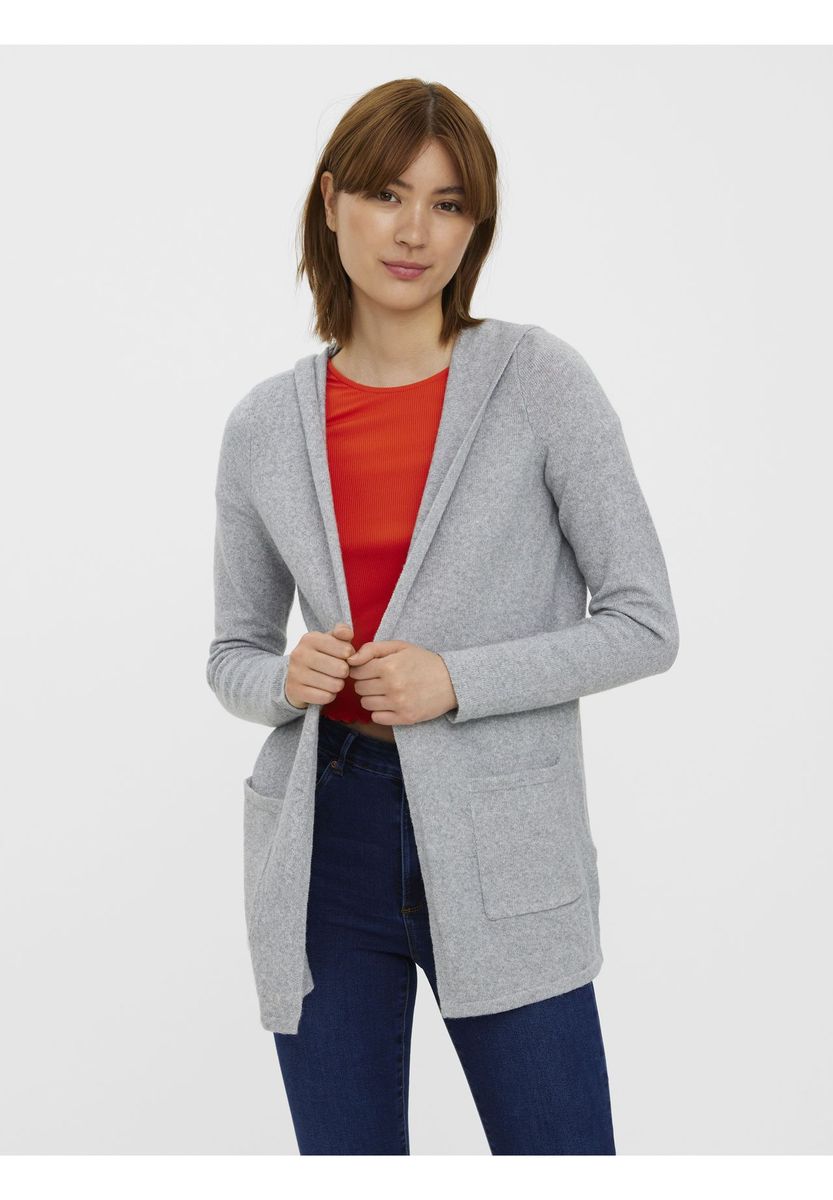 Offene Strickjacke mit Kapuze