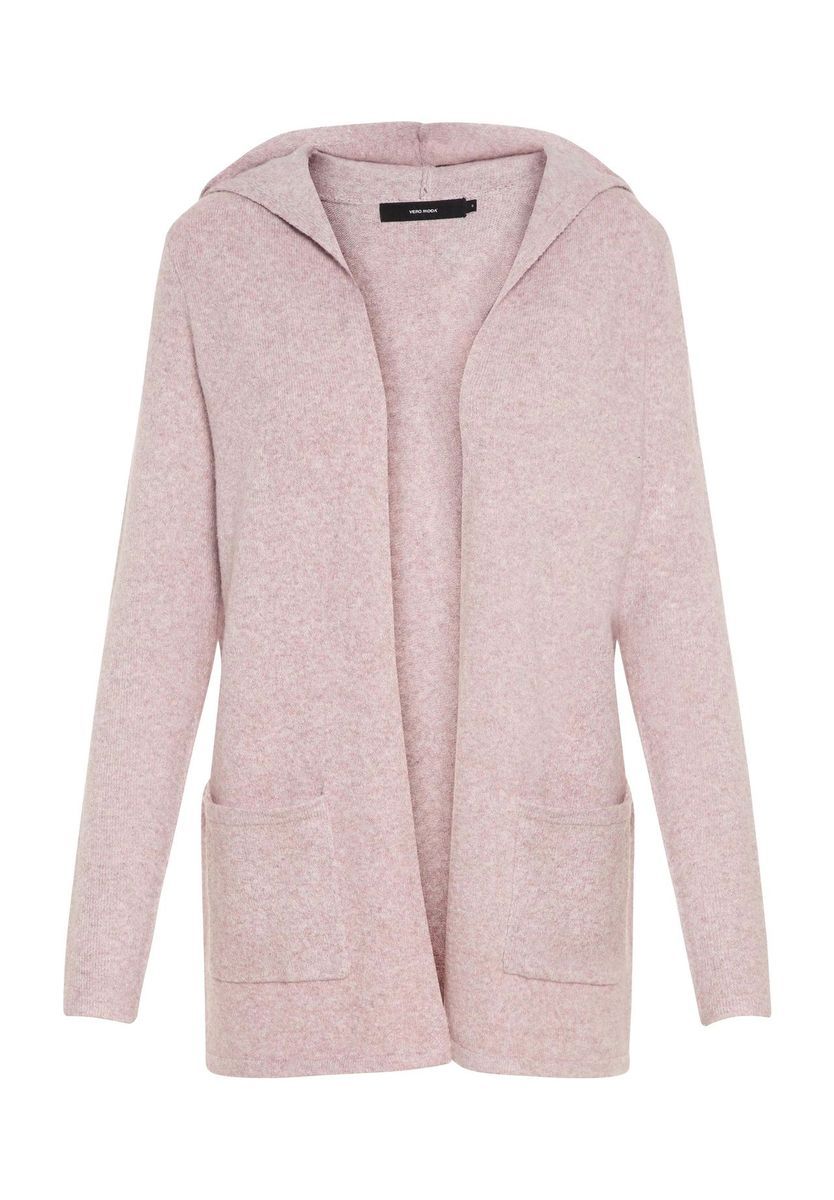 Lässige Strickjacke mit Kapuze und offener Vorderseite