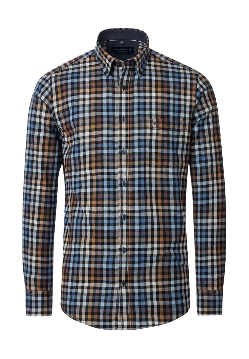 Kariertes Baumwollhemd mit Button-Down