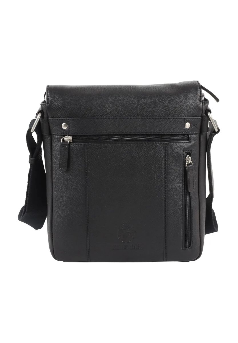 Klassische Messenger-Tasche aus genarbtem Leder