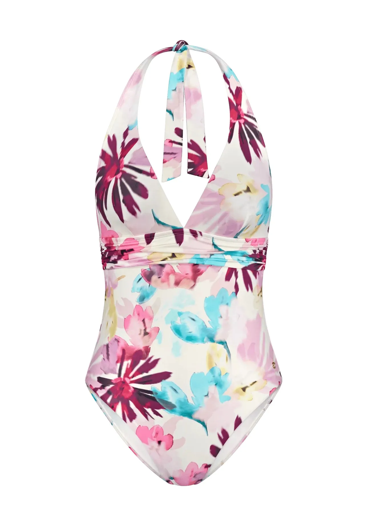 Neckholder-Badeanzug mit floralem Print