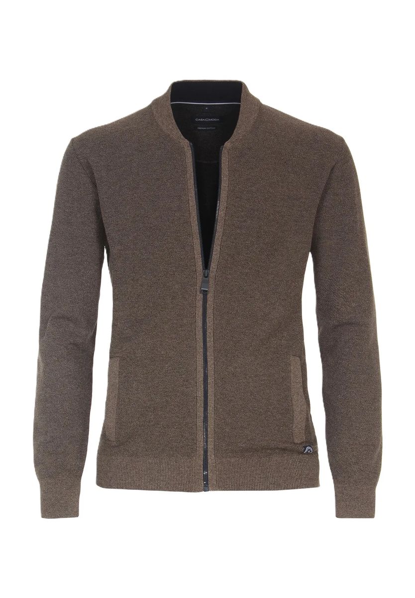 Klassische Melange-Strickjacke mit Reißverschluss