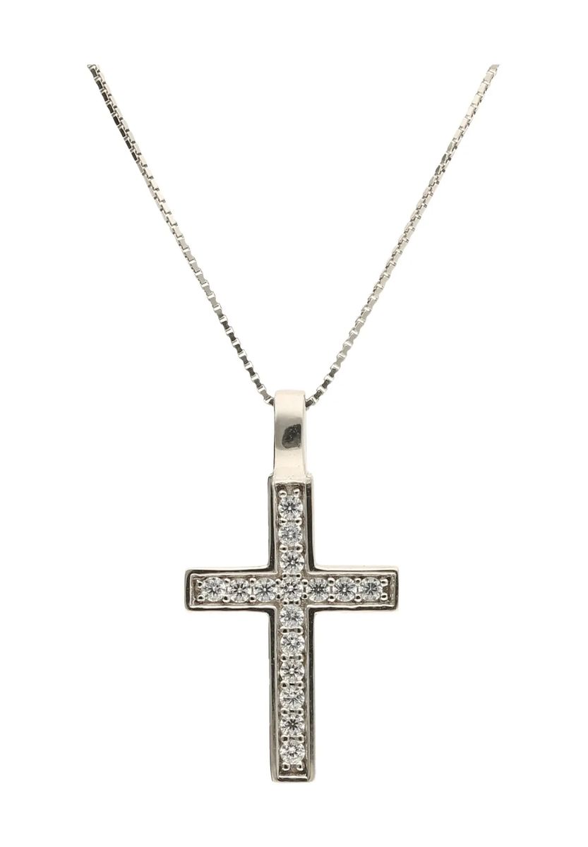 Silberkette mit Zirkonia Kreuzanhänger
