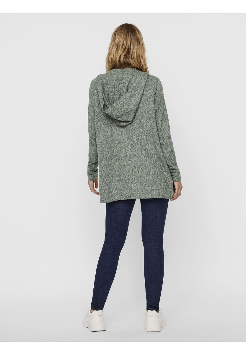 Strickjacke mit Kapuze, offener Vorderseite und Taschen