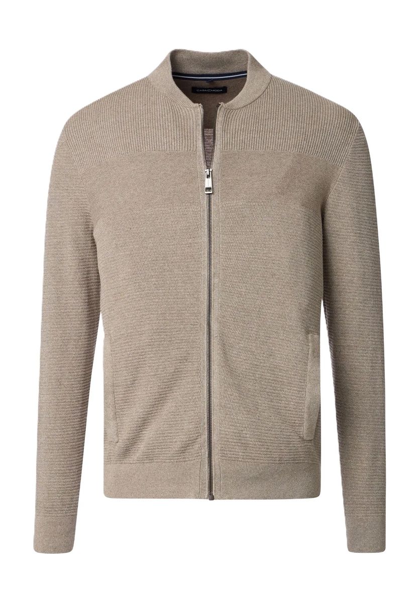 Strukturierte Baumwoll-Strickjacke mit Reißverschluss
