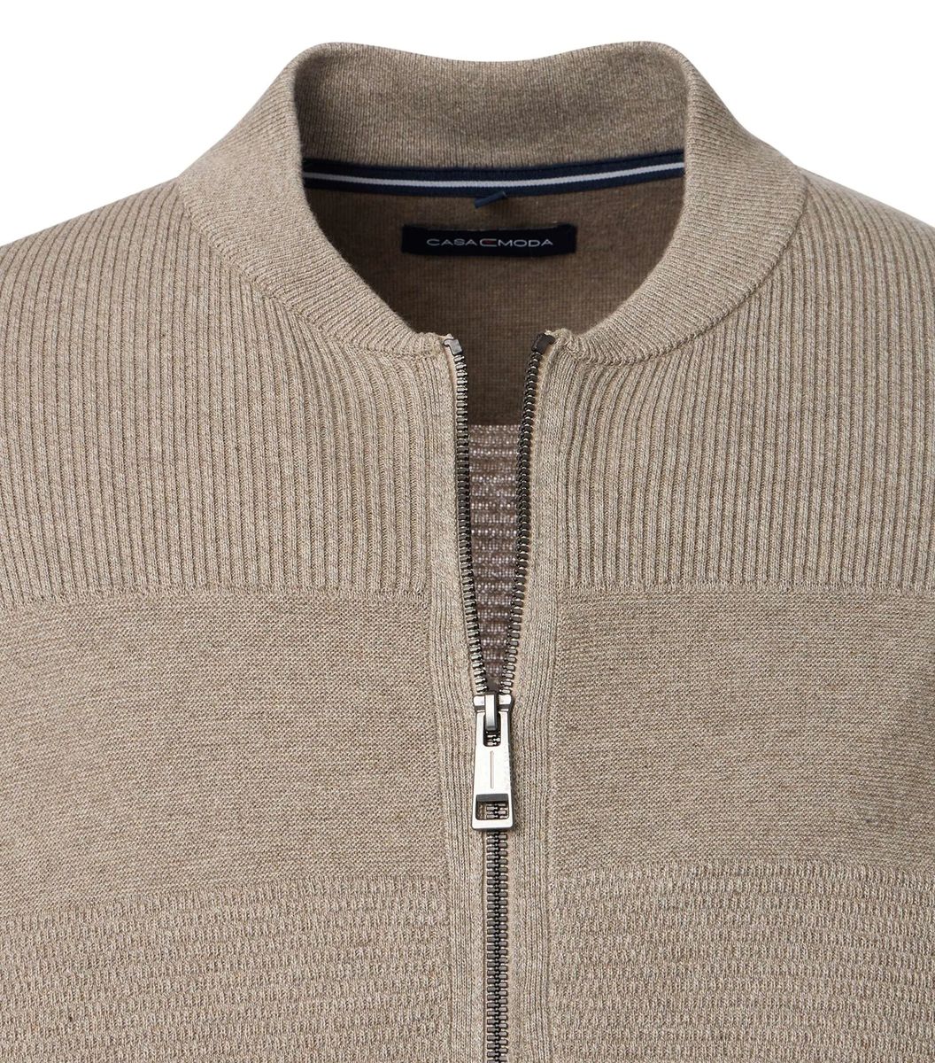 Strukturierte Baumwoll-Strickjacke mit Reißverschluss