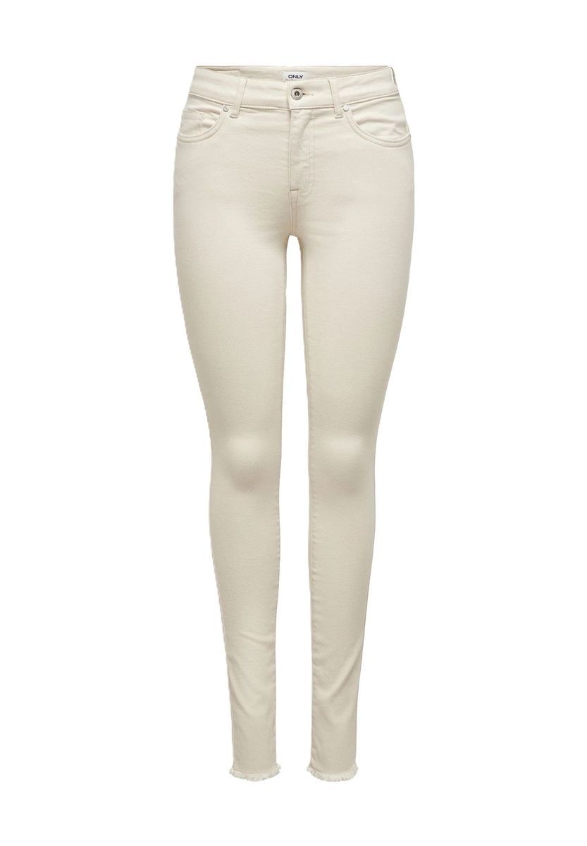 Skinny Jeans mit ausgefranstem Saum und mittelhohem Bund