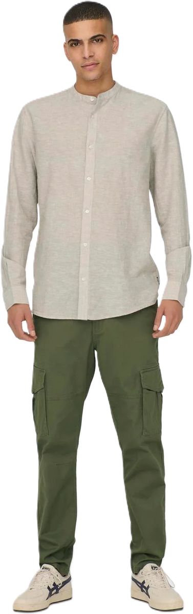 Slim-Fit Leinenhemd mit Stehkragen