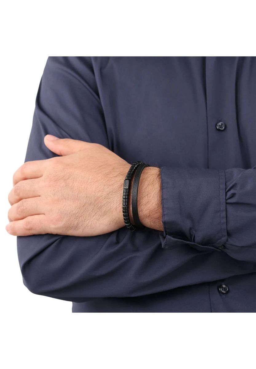 Zweisträngiges Armband mit Achat und Edelstahl