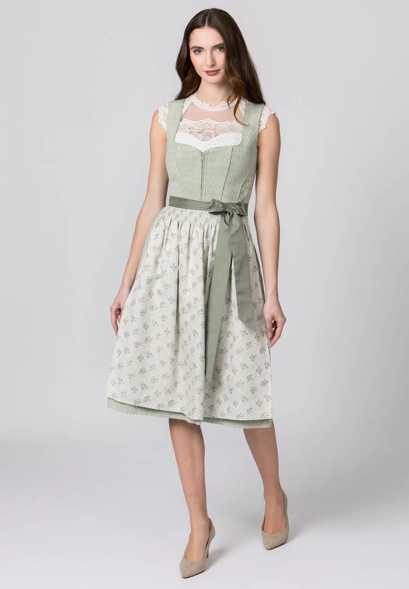 Elegantes Jacquard-Midi-Dirndl mit Blumenmuster