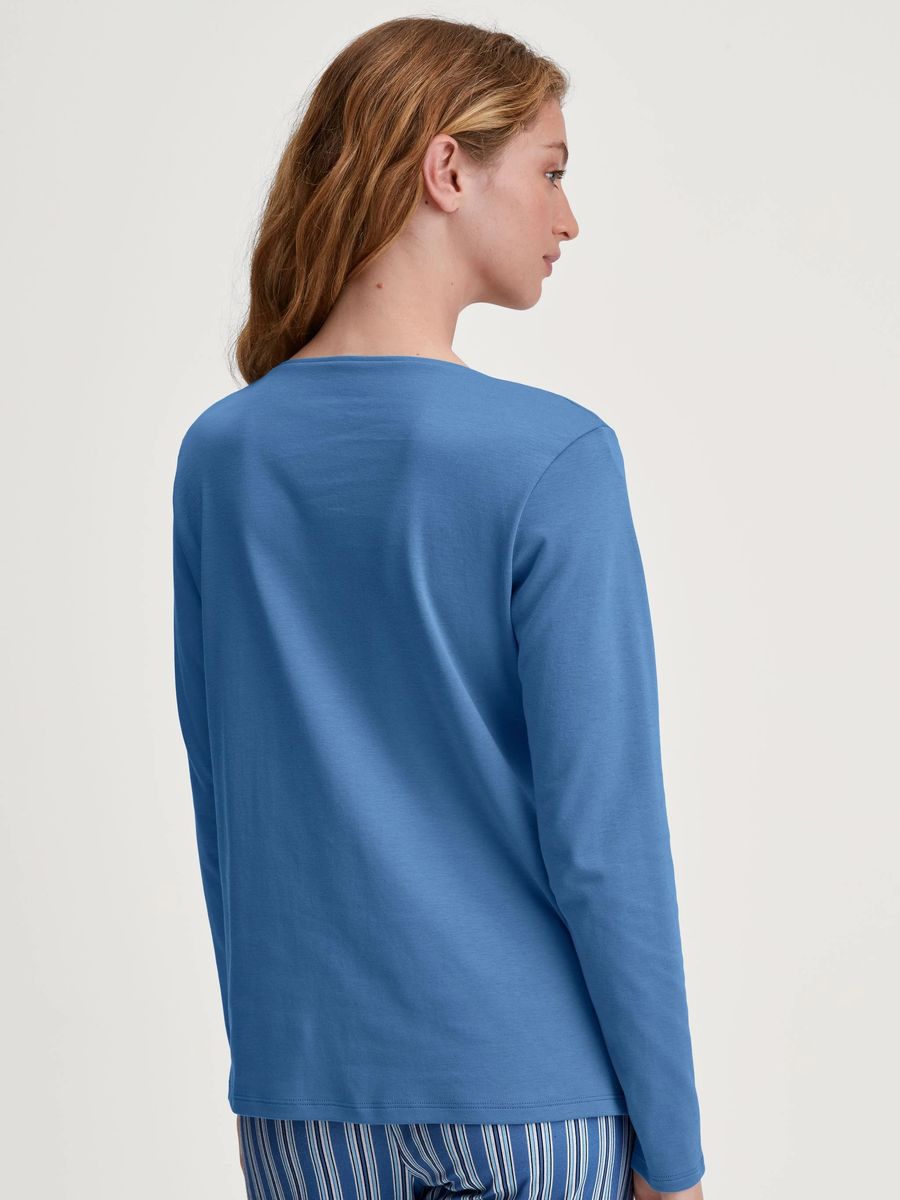 Klassisches Baumwoll-Loungewear-Top mit V-Ausschnitt