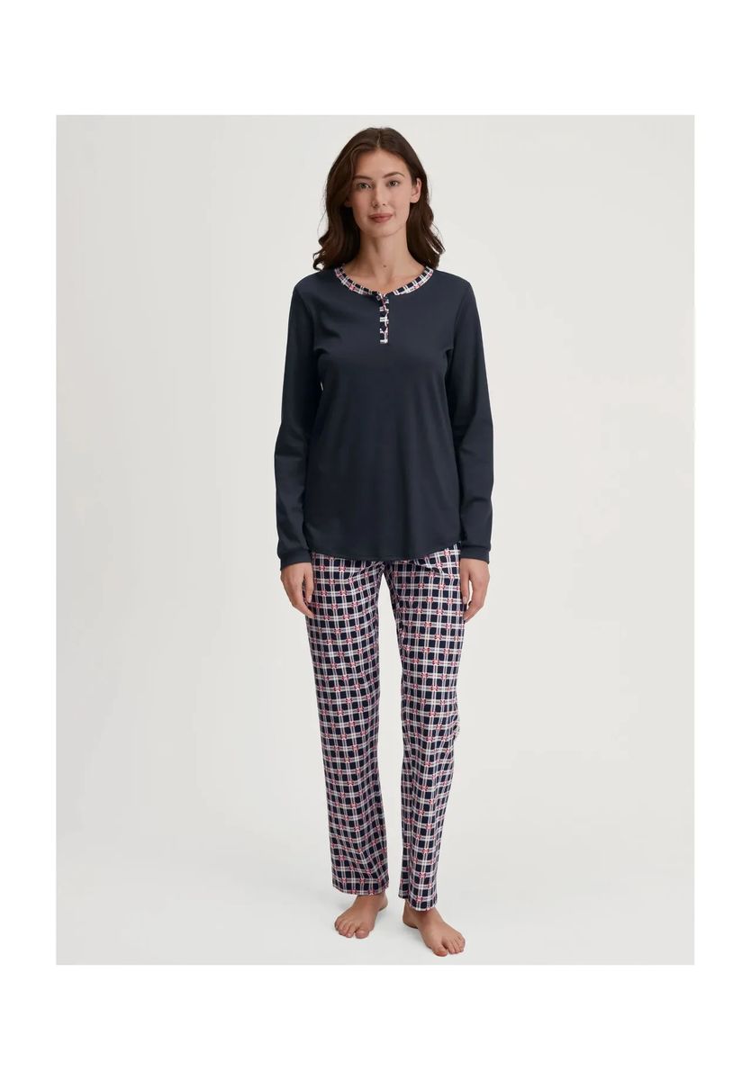 Baumwoll-Pyjama mit Henley-Ausschnitt