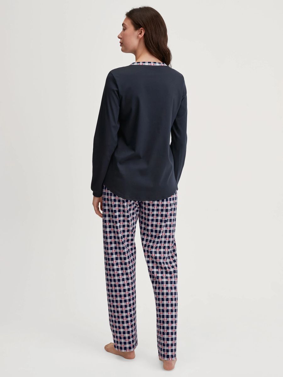 Baumwoll-Pyjama mit Henley-Ausschnitt