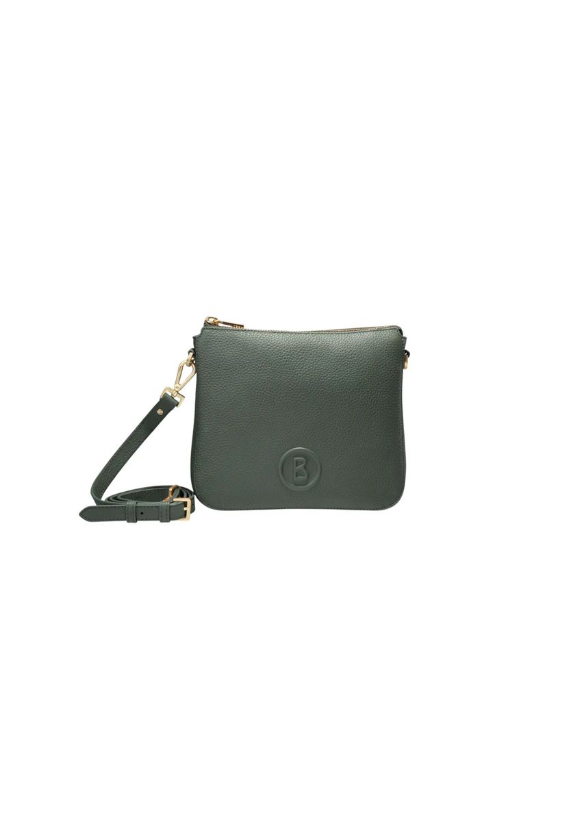 Dunkelgrüne Umhängetasche aus genarbtem Leder