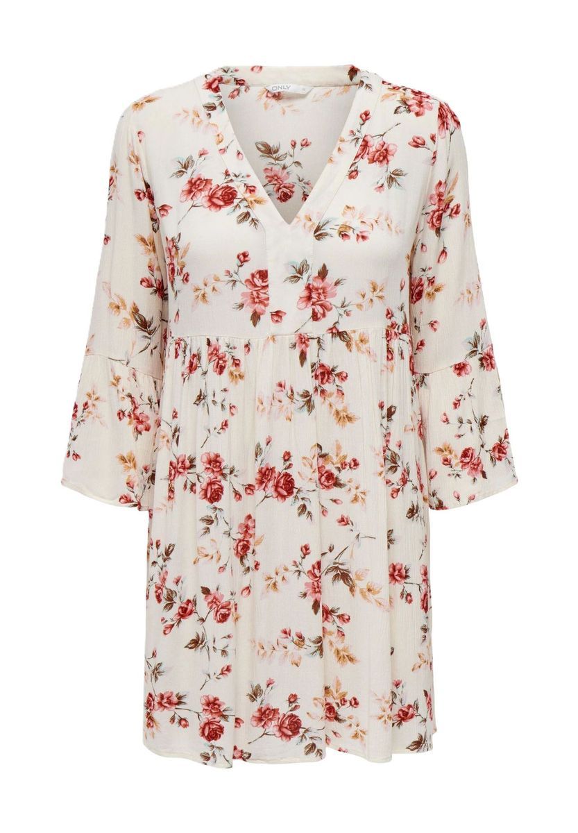 Kleid mit Blumenmuster, V-Ausschnitt und Glockenärmeln