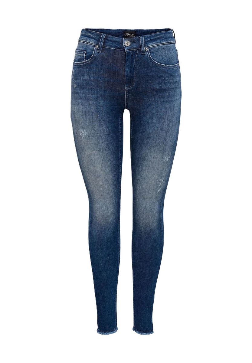 Distressed Skinny Jeans mit offenem Saum
