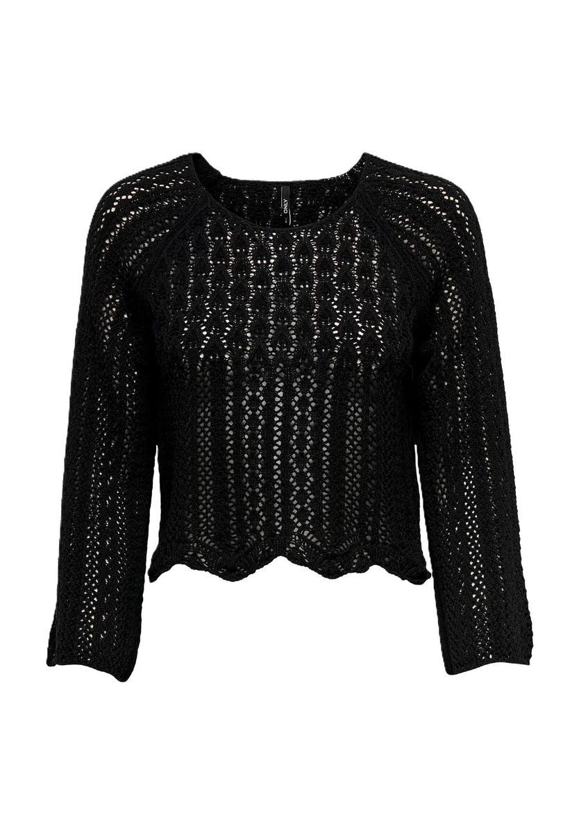 Gehäkelter Strickpullover mit 3/4-Ärmeln