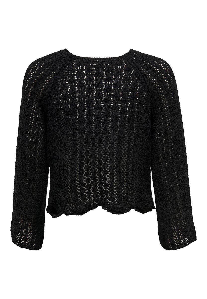 Gehäkelter Strickpullover mit 3/4-Ärmeln