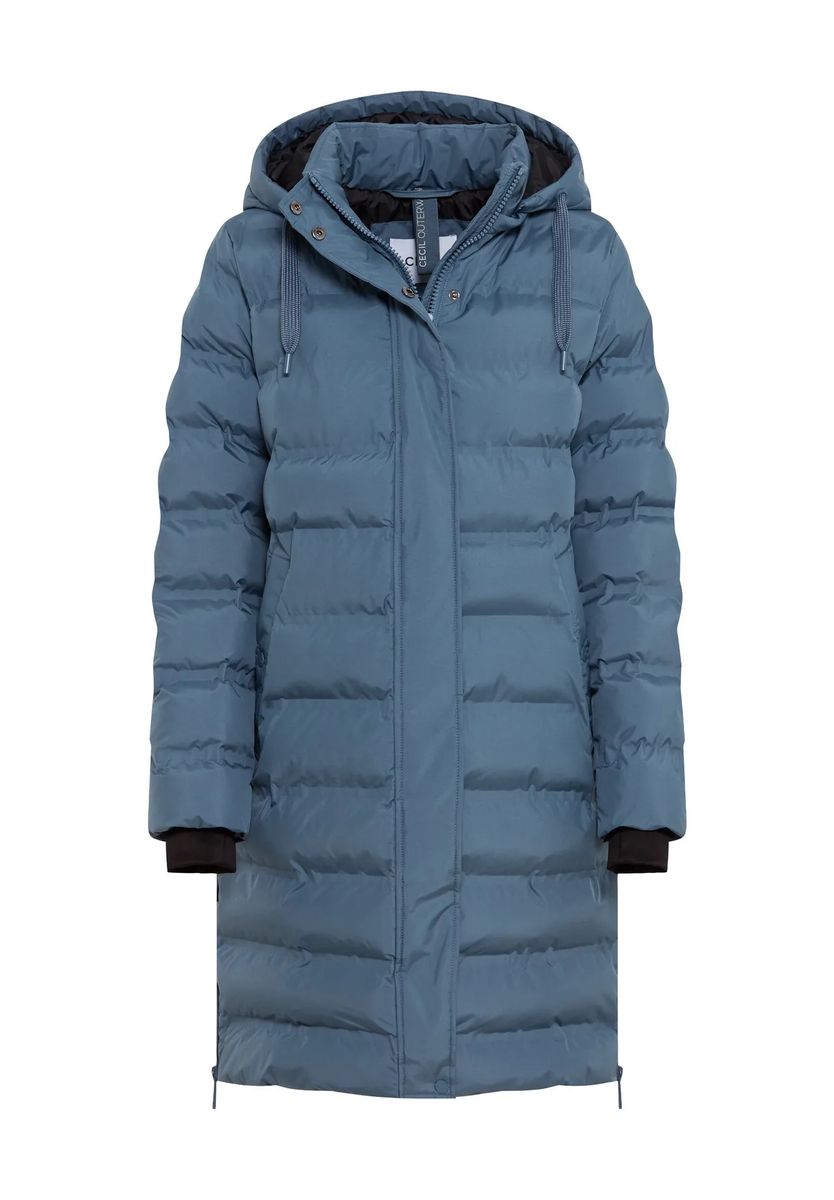Langer Steppparka mit Kapuze