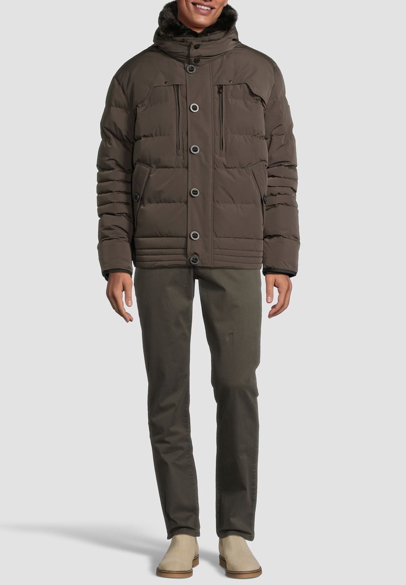 Gesteppte Funktionsjacke mit Kunstfell