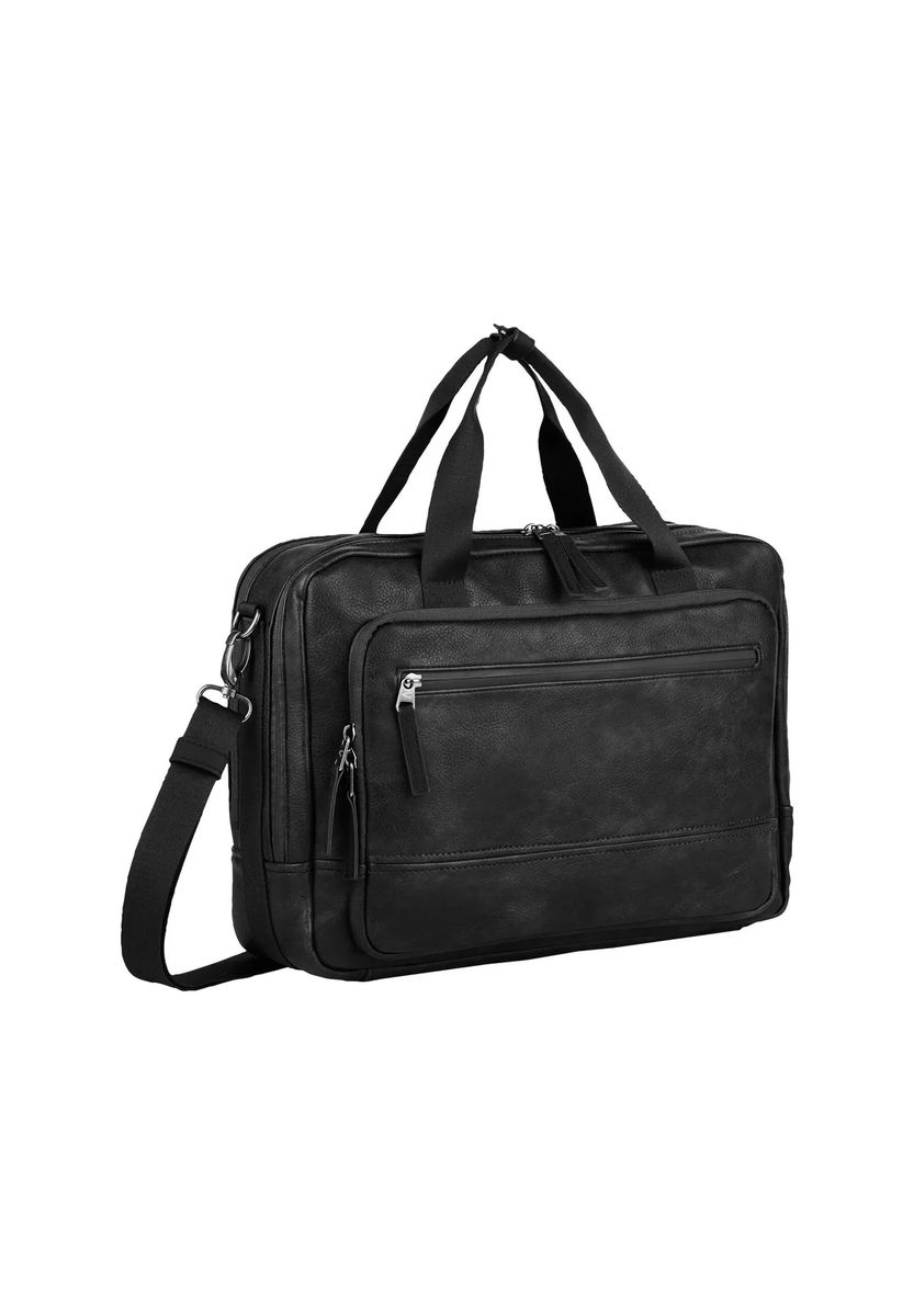 Strukturierte Unisex Laptop-Aktentasche aus Leder