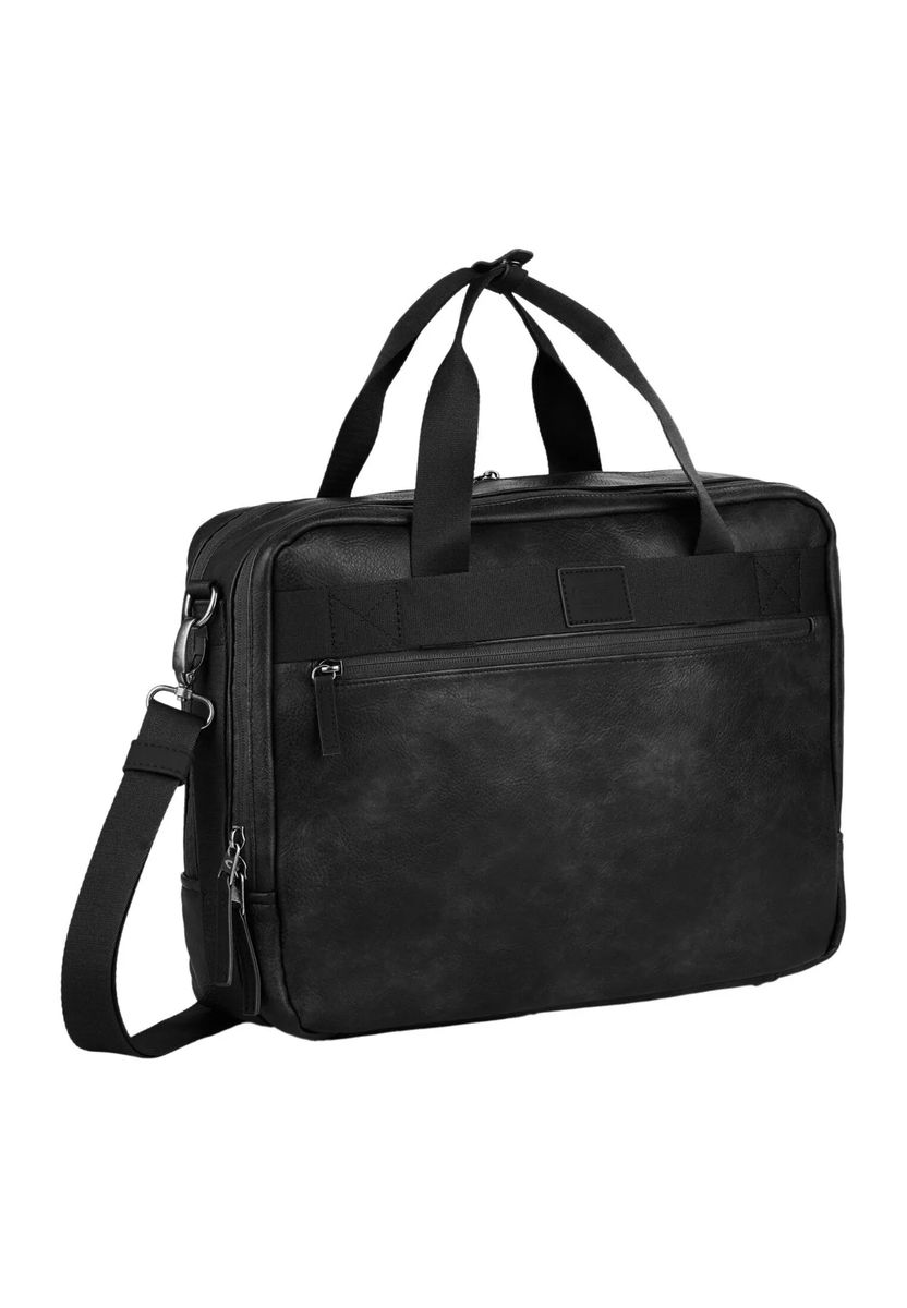 Strukturierte Unisex Laptop-Aktentasche aus Leder