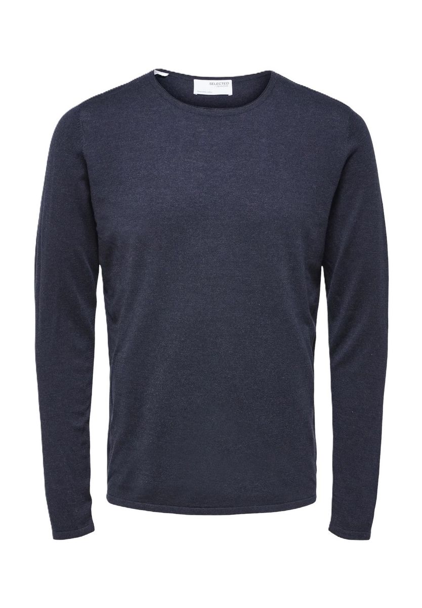 Klassischer marineblauer Rundhals-Strickpullover