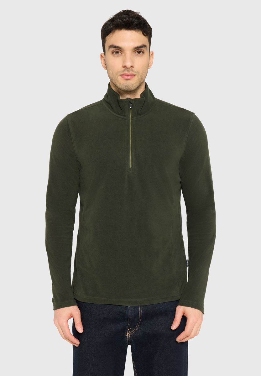 Fleece-Troyer mit halbem Reißverschluss