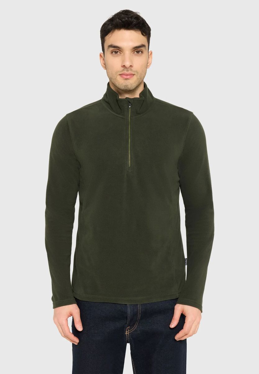 Fleece-Troyer mit halbem Reißverschluss