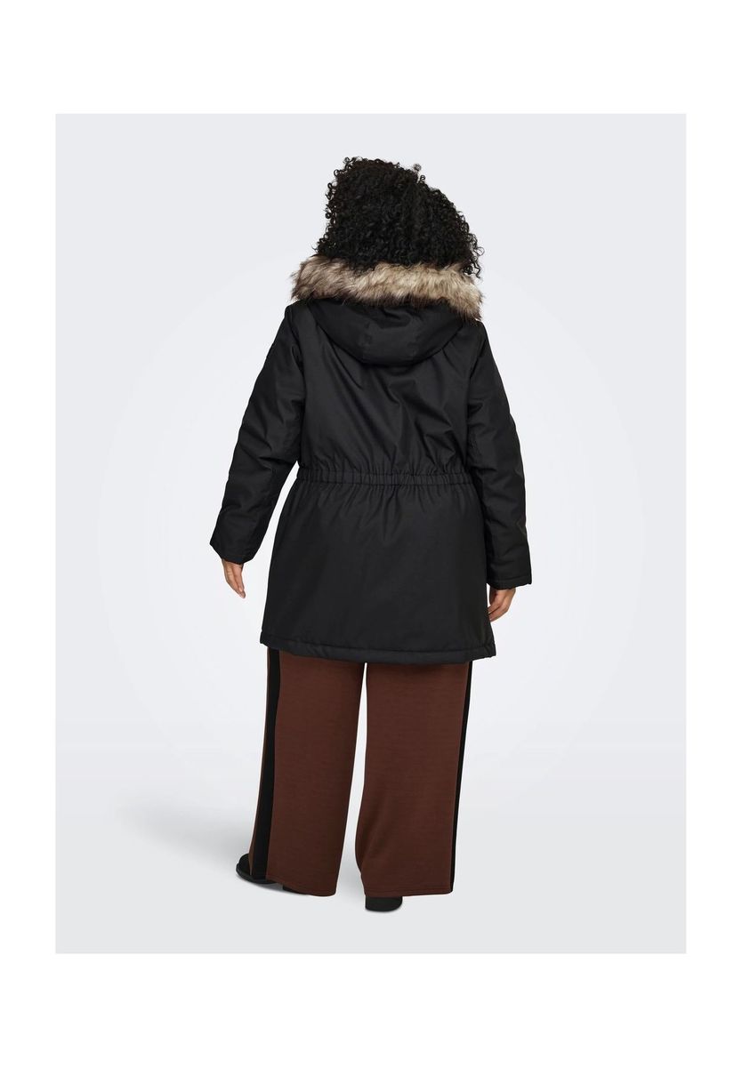 Damen Parka mit schwarzem Kunstfellbesatz
