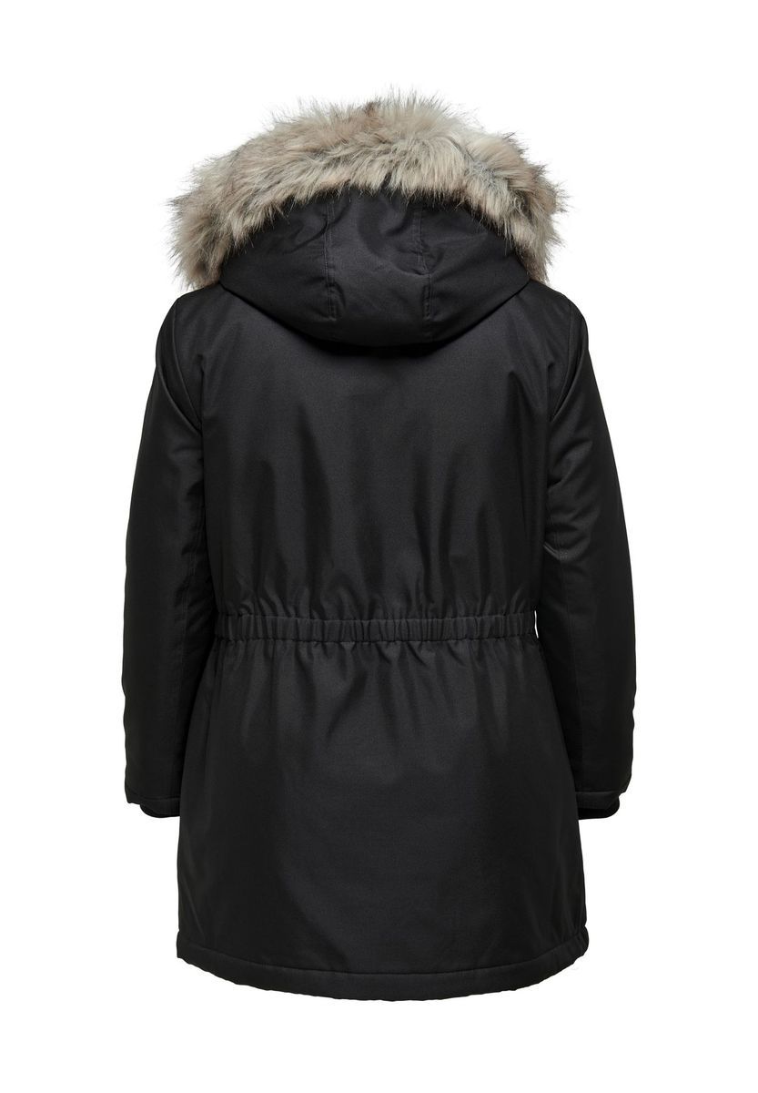 Damen Parka mit schwarzem Kunstfellbesatz