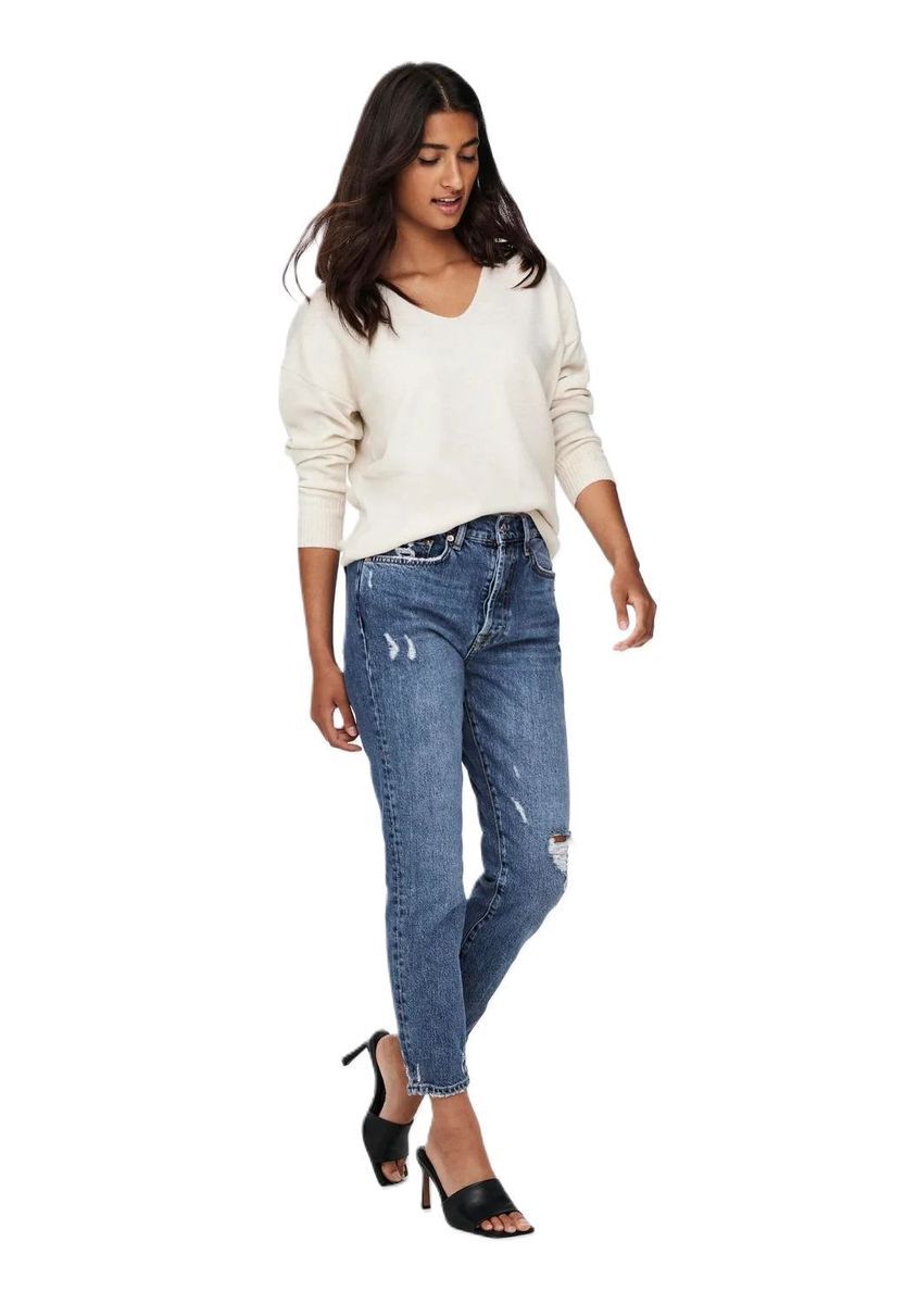 Lässiger Strickpullover mit V-Ausschnitt