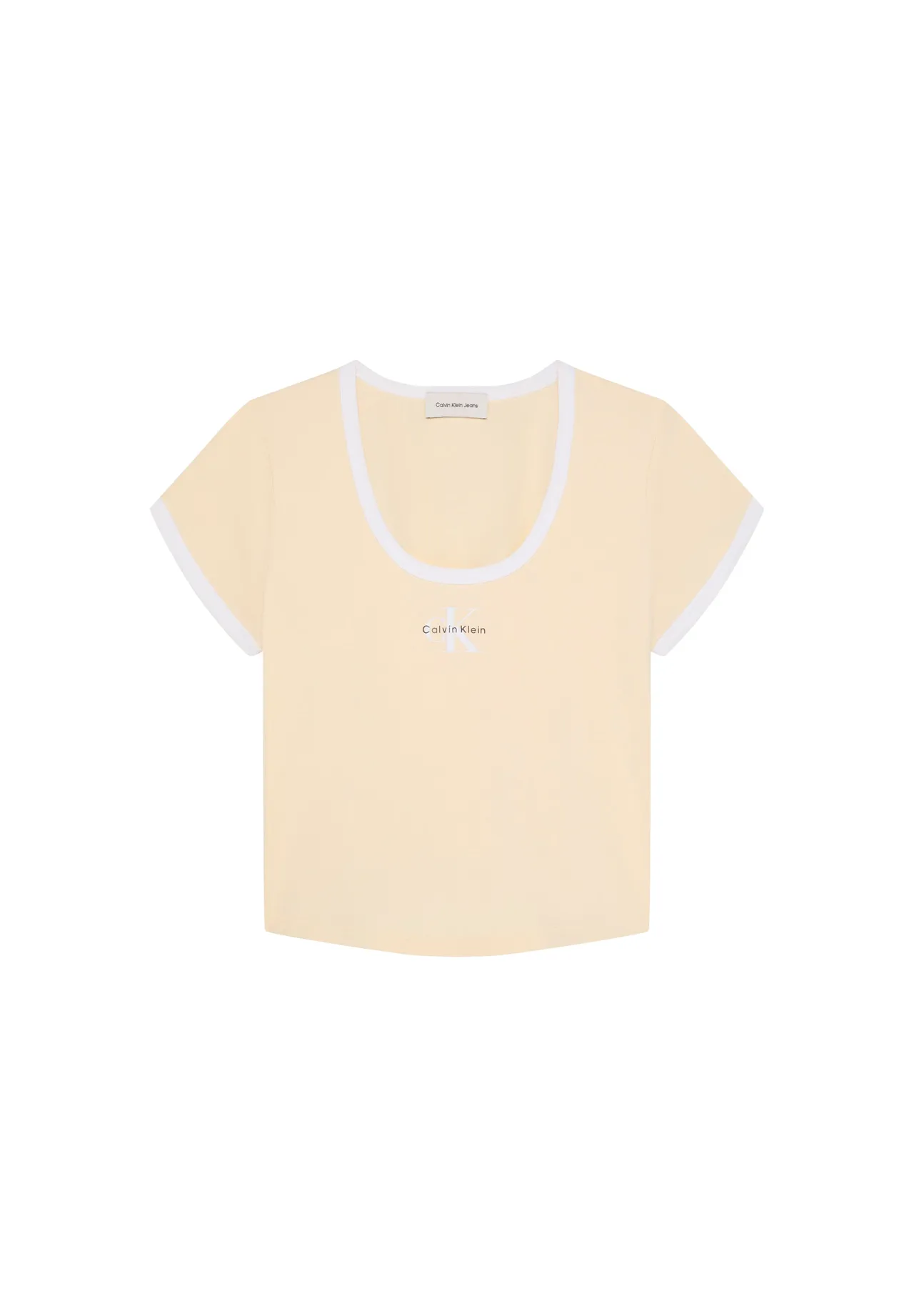 Kurzes Ringer-T-Shirt mit U-Ausschnitt