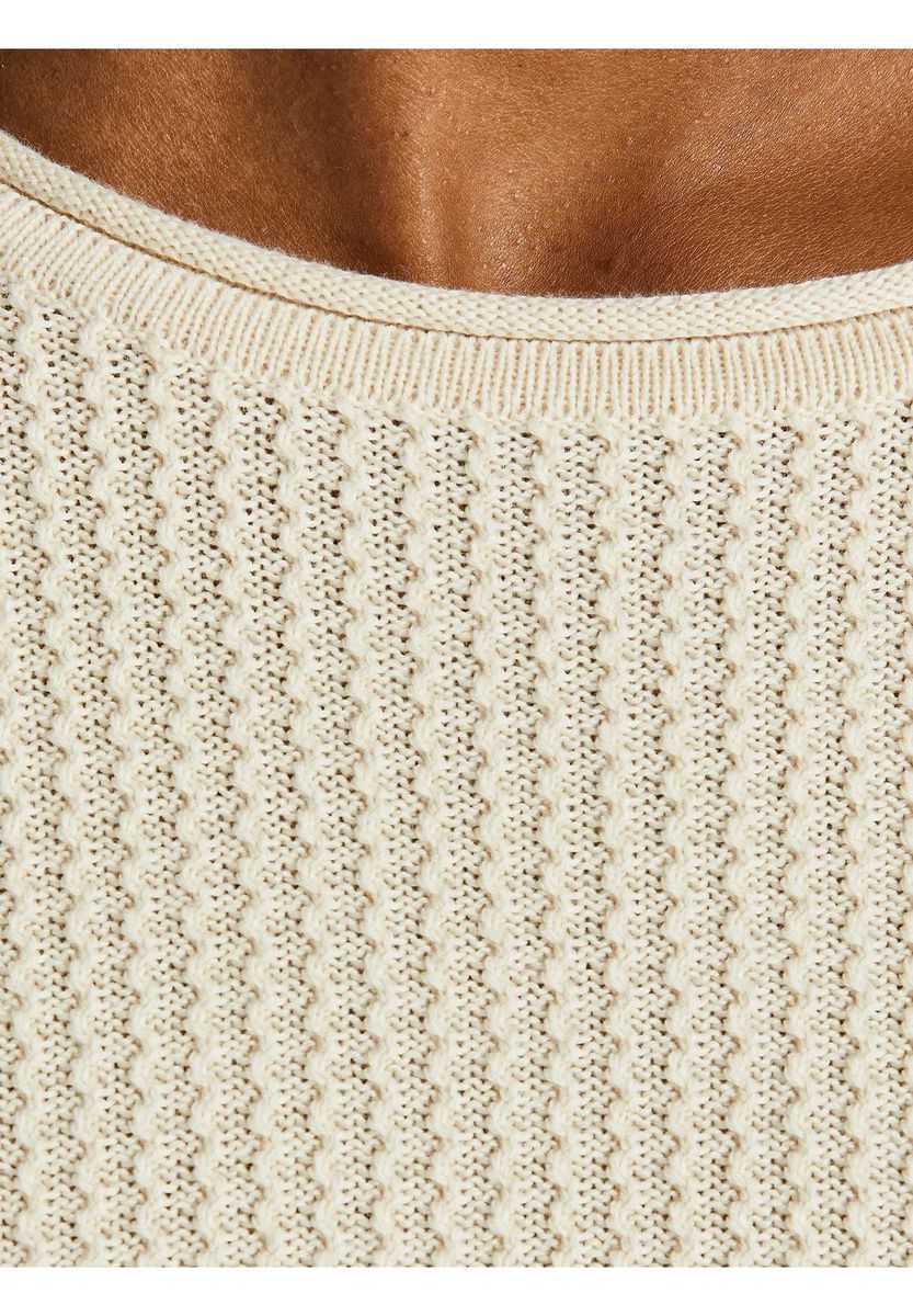 Strukturierter Strickpullover mit Rundhalsausschnitt
