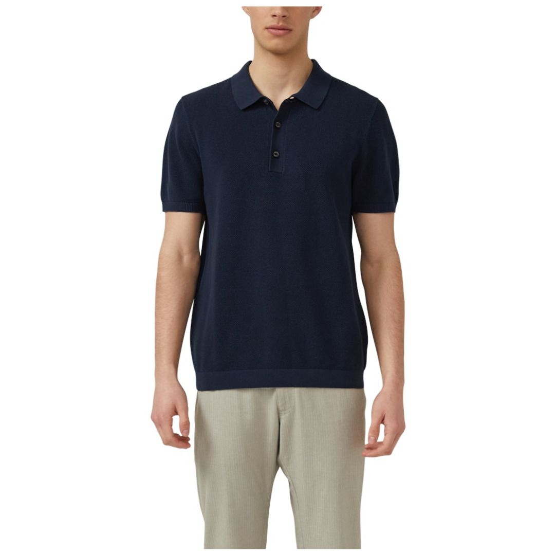 Strukturiertes Kurzarm-Poloshirt