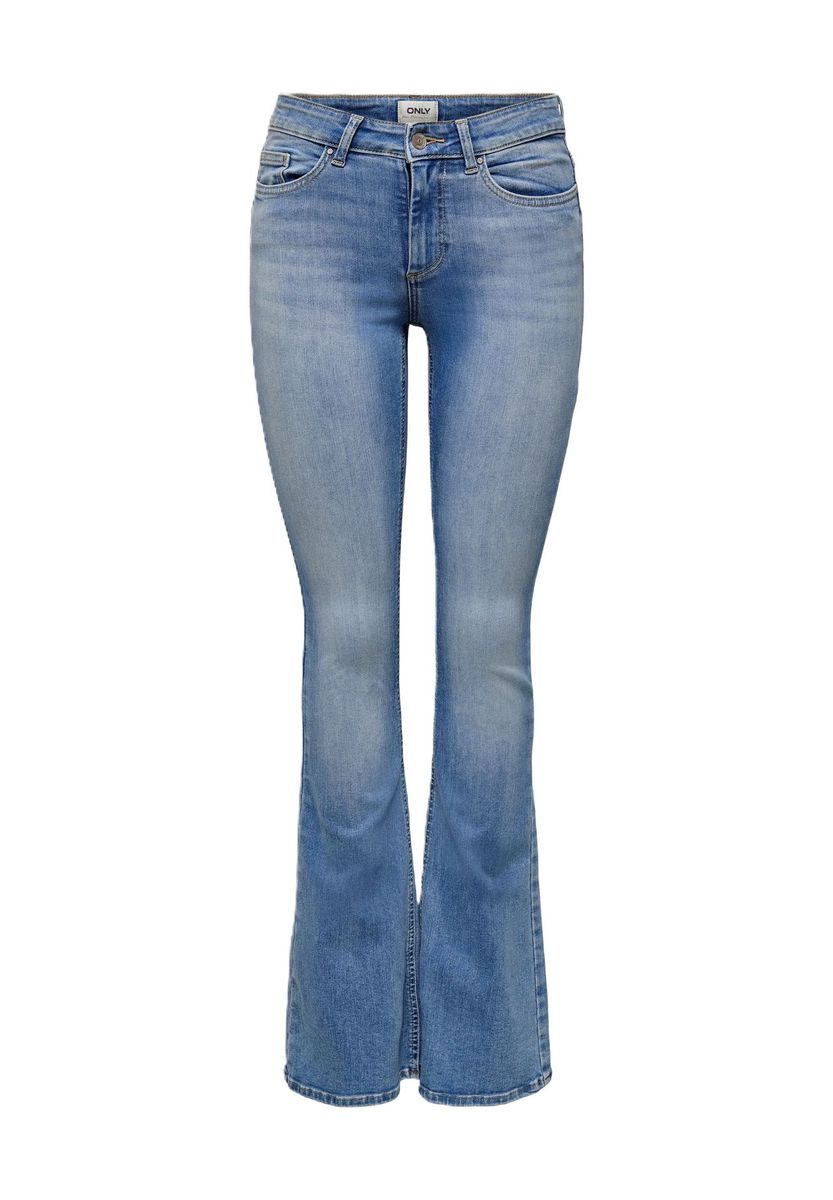 Ausgestellte Jeans mit Used-Waschung