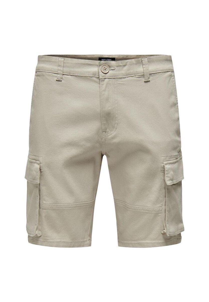 Klassische beige Baumwoll-Cargo-Shorts