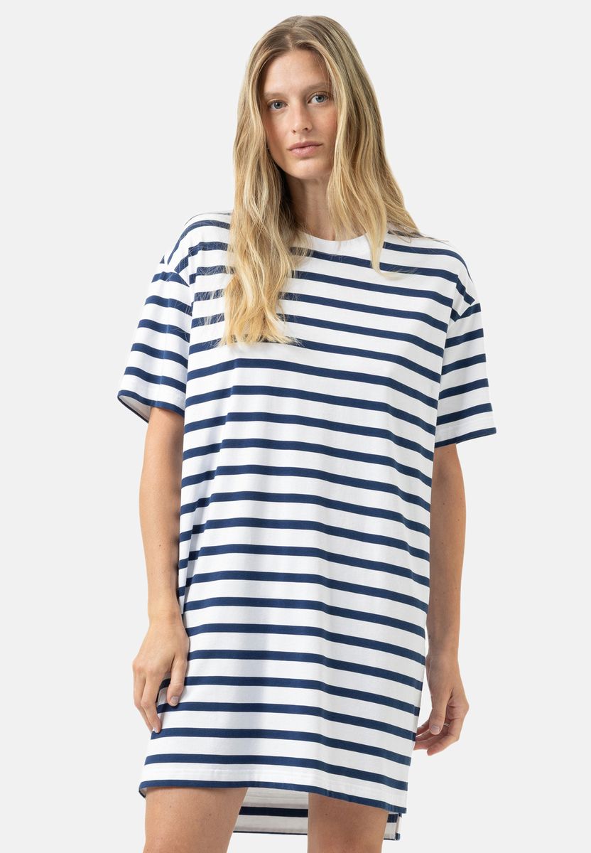 Lockeres Gestreiftes T-Shirt Nachthemd