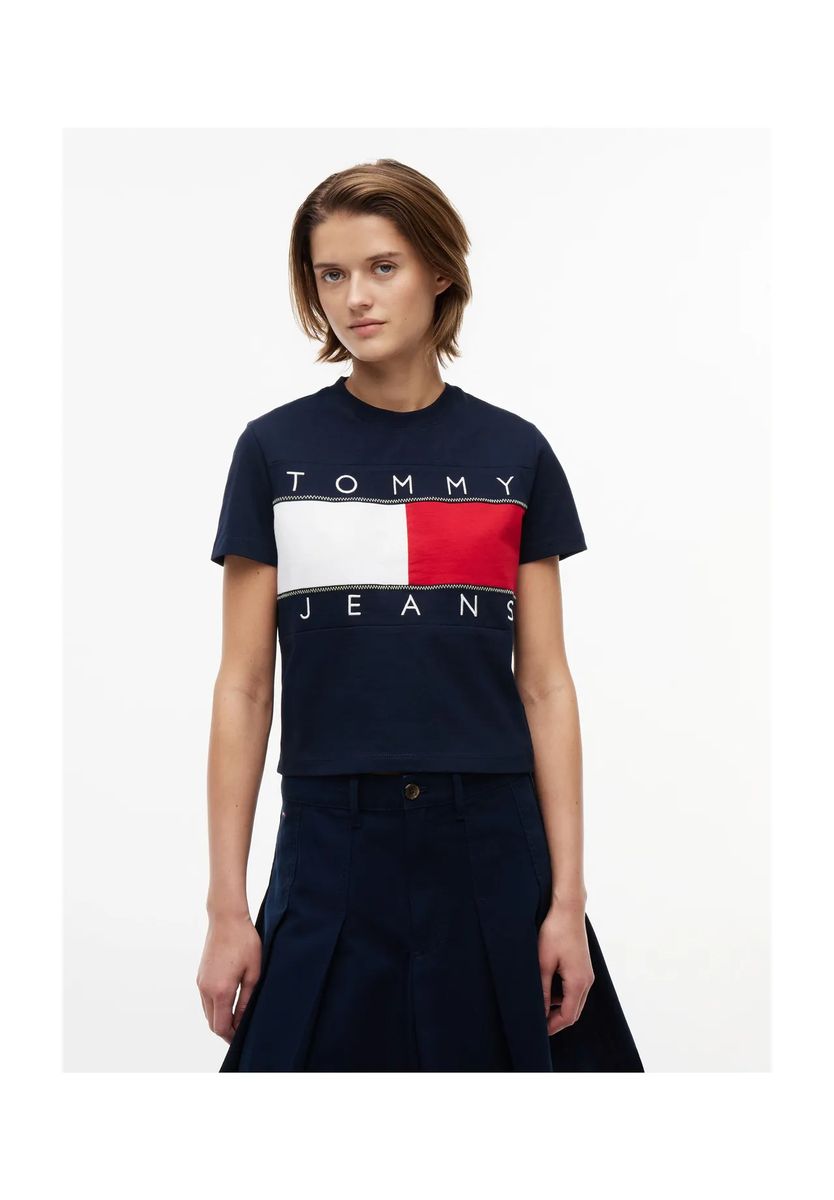 Baumwoll-T-Shirt mit Flaggen-Logo