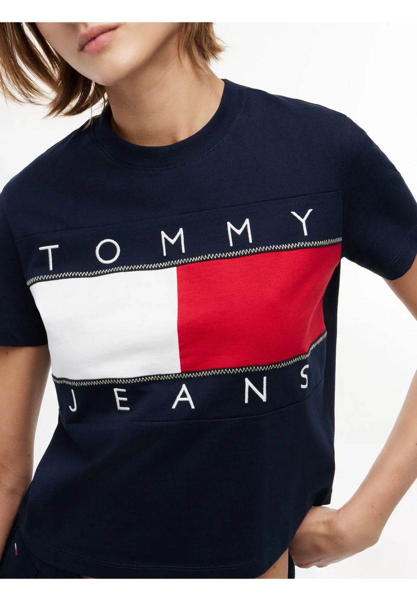 Baumwoll-T-Shirt mit Flaggen-Logo