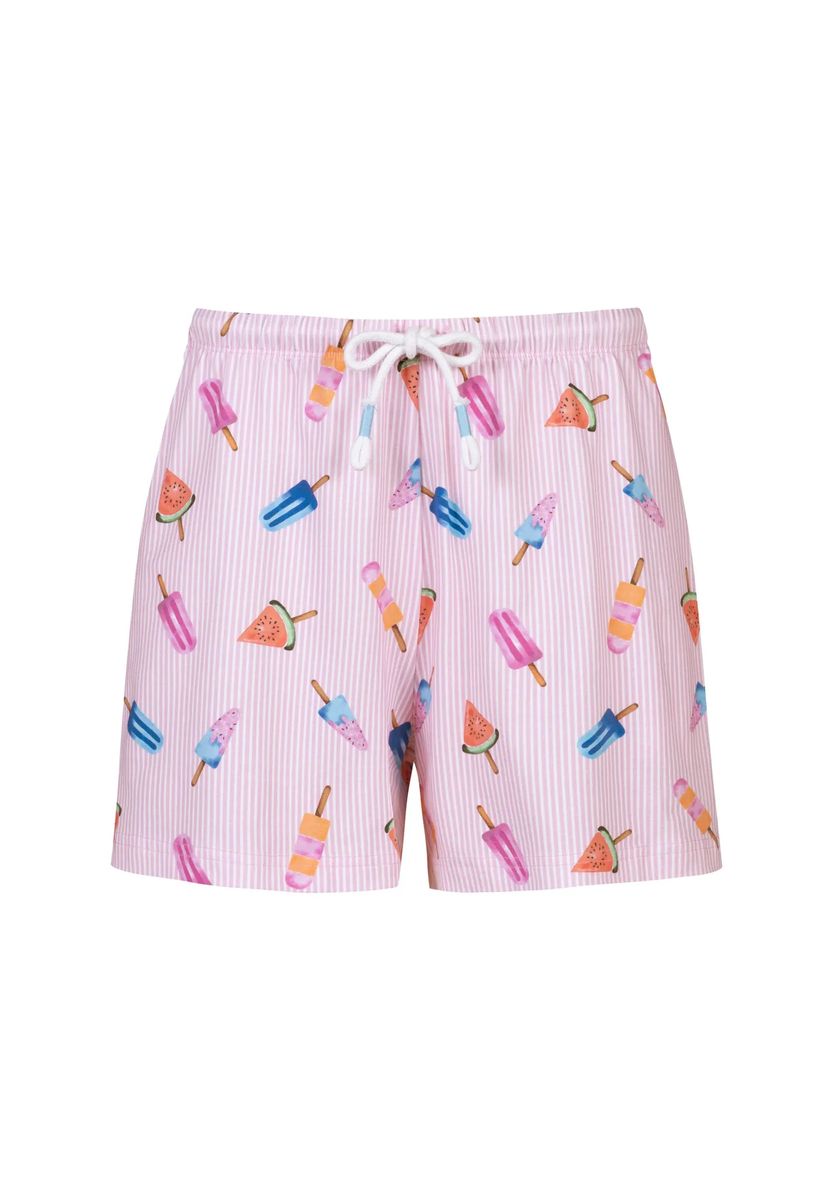 Gestreifte Schlafshorts mit Eismotiv