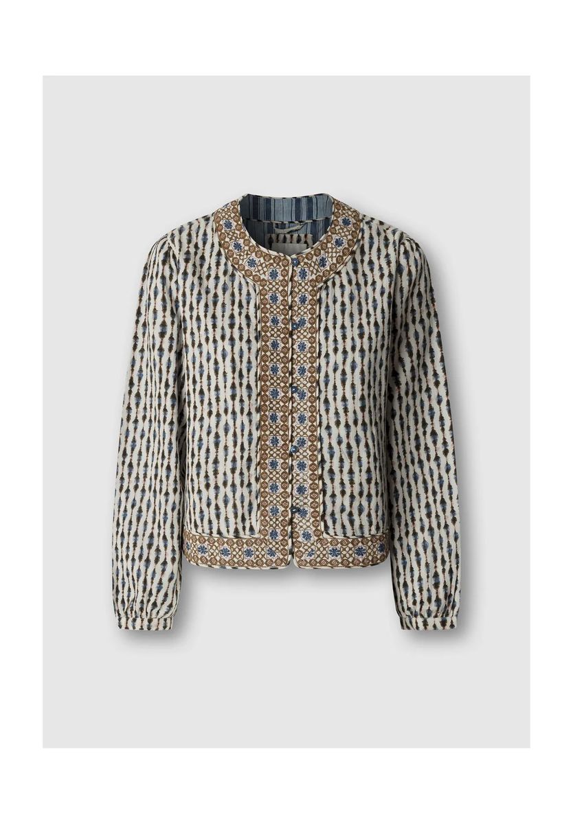 Kastige Baumwolljacke mit Stickerei
